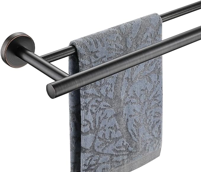 JQK Double Bath Towel Bar, Oil Rubbed Bronze 39 Inch 304 Stainless Steel Thicken 1mm Towel Rack for Bathroom, Towel Holder Wall Mount, Useable Length 36 Inch TB100L36-ORB