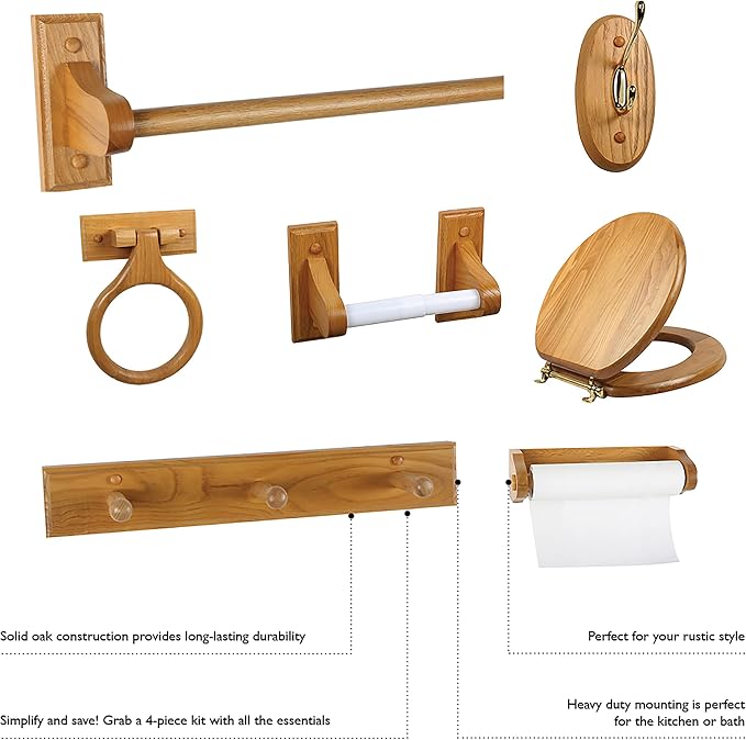 Design House 561217 Dalton Double Robe Hook, Wood Construction, Honey Oak Finish, One Size (Pack of 2)