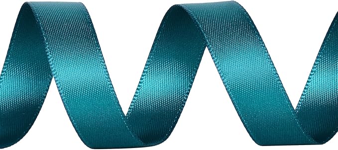 YAMA Teal Double Faced Satin Ribbon, 1/2 Inch 25 Yards, Teal Satin Ribbon for Gift Wrapping Crafts Hair Bows Wedding Party Decoration