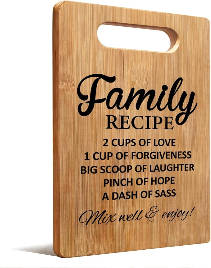 Lacama Kitchen Gifts for Women, Family Cutting Chopping Boards for Kitchen, Housewarming Gifts New Home House Apartment, Family Recipe Decorative Bamboo Cutting Board Christmas Birthday Gift
