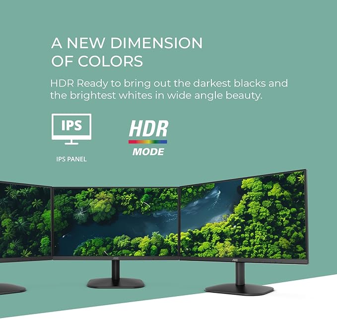 AOC 24B35H3 24" IPS Full HD (1920 x 1080) 120Hz LED Monitor, Adaptive Sync, VGA & HDMI, Flicker-Free, Low Blue Light, HDR Ready, VESA, Tilt Adjust, Eco-Friendly