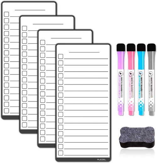 ALEZEL Magnetic To-Do List Whiteboard - Multifunctional Dry Erase Refrigerator Board | Set of 4 with Markers & Eraser
