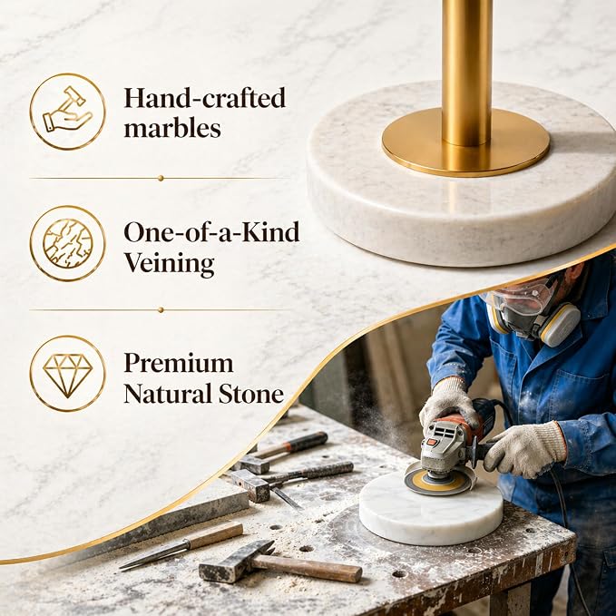 【Upgraded】Dimmable Gold Floor Lamps for Living Room, 11W LED Bulb Included, Modern Standing Lamp with Marble Base, Tall Pole Light with White Linen Shade for Bedroom Reading Office Corner Nursery