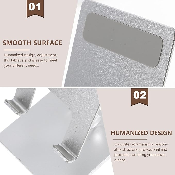 HOLIDYOYO Adjustable Aluminum Alloy Tablet Holder and Laptop Stand for Desk, Foldable Multi-Angle Tablet Stand Compatible with Ipad, Portable Desktop Holder for Home and Office Use