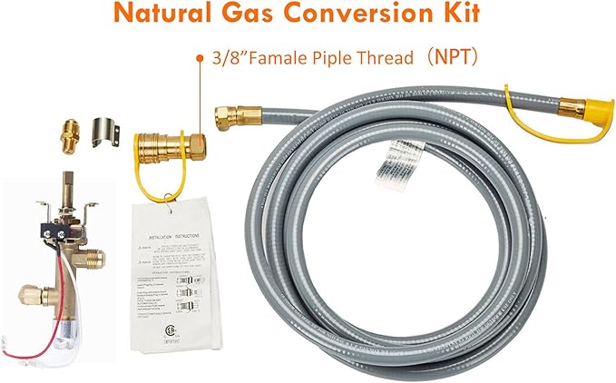 28-Inch Propane Fire Pit with Natural Gas Conversion Kit, 58,000 BTU Round Gas Fire Pit Table, Outdoor Fire Bowl Firepit with Lid, Lava Rocks, Cover, Pre-Attached 10FT Propane Hose, Gray