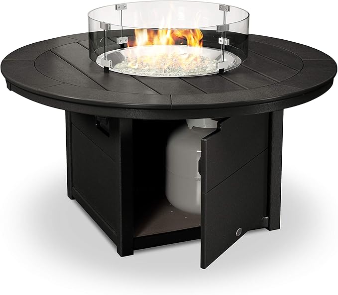 POLYWOOD® Round 48" Fire Pit Table in Black