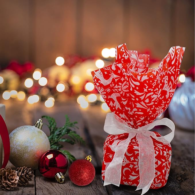 ZMCINER 160 Sheets Christmas Tissue Paper Assorted Christmas Tissue Paper for Gift Wrapping, Christmas Gift Boxes and Wine Bottles