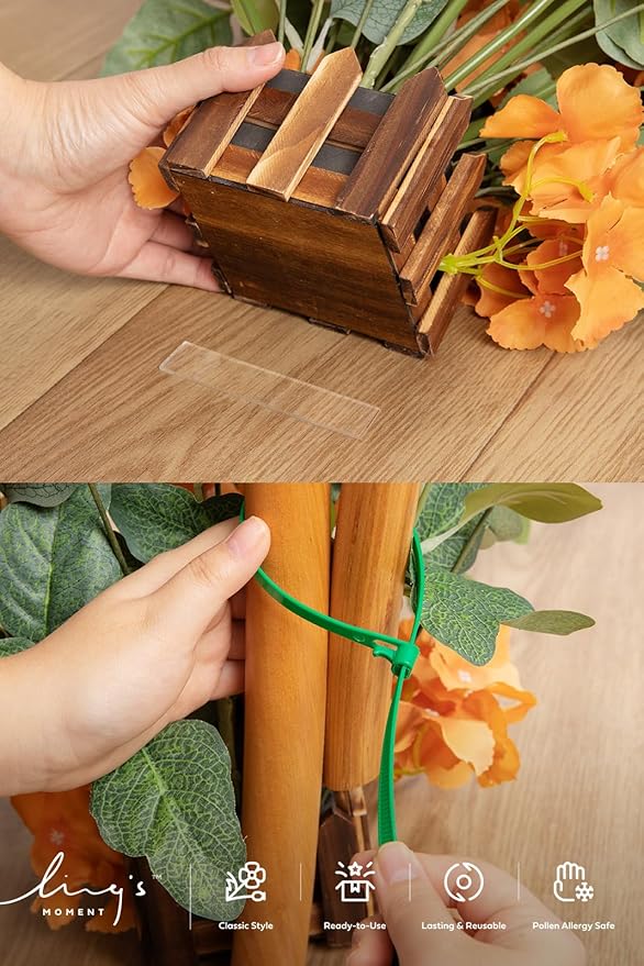 Ling's moment 17.5" Tall Standing Artificial Flowers Arrangements 2 pcs Wedding Aisle Runner Chair Decorations Terracotta & Burnt Orange Centerpieces for Ceremony Reception Rose Floral Party Outdoor