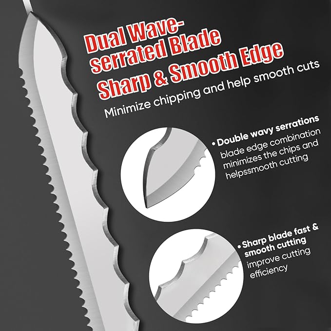 SHALL Insulation Knife, 11" Stainless Steel Blade Insulation Cutter, Dual-sided Serrated Sharp Duct Cutting Tool with Sheath for Heat Material Foam/Rockwool/Styrofoam - Sod Cutter Garden Knife