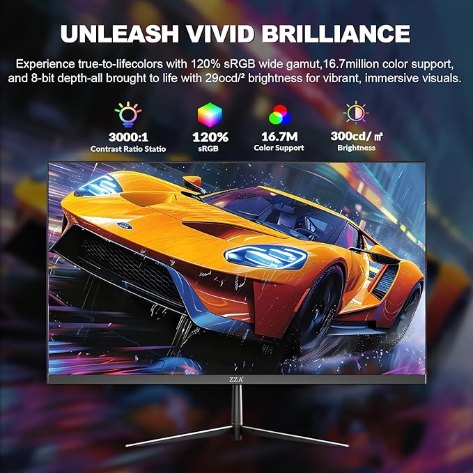 ZZA 24.5" PC Monitor for Gaming, 240Hz FHD Display, VA Panel, AMD FreeSync, 120% sRGB, Low Blue Mode, VESA Mount75X75MM, DP1.4/HDMI2.0