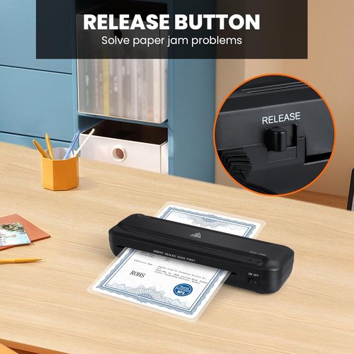 CAREGY 9-Inch Thermal Laminator Machine - Easy Document & Photo Lamination for Home & Office - Black