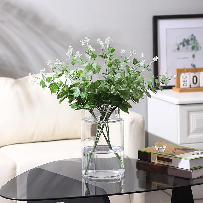 Large Glass Vase, 9 Inch Clear Glass Vase for Flowers, Large Flower Vases for Bouquet, Tall Wide Mouth Vases for Home, Wedding, Living Room, Coffe Table, Office Decor