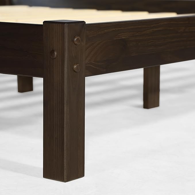 Grain Wood Furniture Shaker Solid Wood Panel Platform Bed, King Size, Expresso