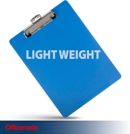 Officemate Plastic Clipboard - Letter Size, Arctic Blue | Pack of 12 for Office Organization