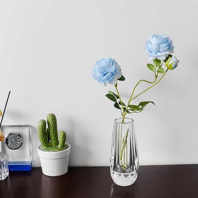 Kitcom Flower/Bud Crystal Vase Decorative Vases for Home or Wedding, Outline Dimensions W3.1''xH7'', Clear with Gift Box
