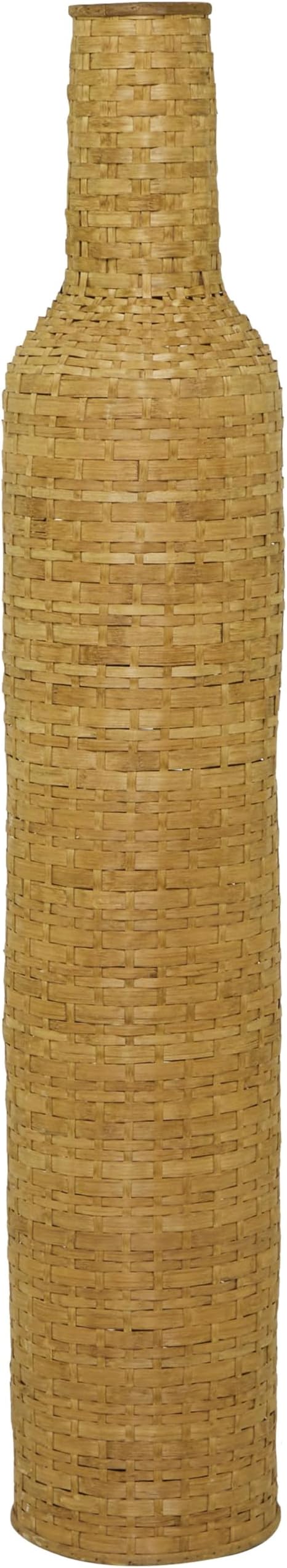 Deco 79 Bamboo Wood Decorative Vase Tall Woven Floor Centerpiece Vase, Flower Vase for Home Decoration 9" x 9" x 48", Brown