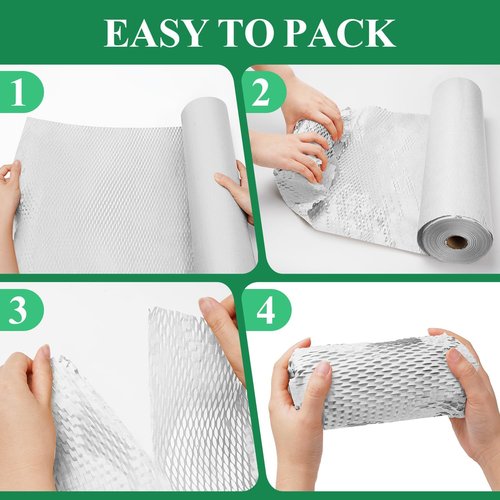 Honeycomb Packing Paper | 12" x 200' Eco-Friendly Cushioning Wrap for Moving & Shipping - White