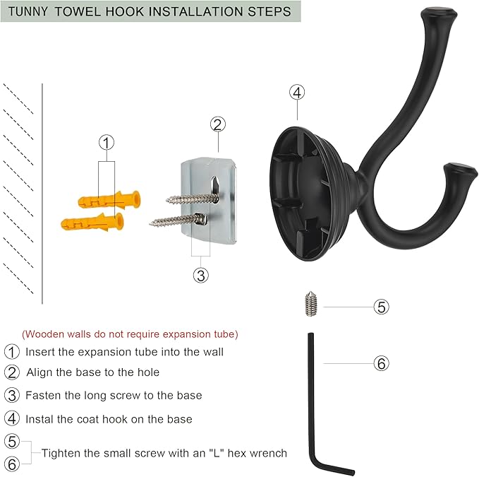 TUNNY Towel Hook Bathroom-2 Pack Brushed Nickel Double Robe/Towel Hook Wall Mounted Hook for Bathroom Bedroom Kitchen