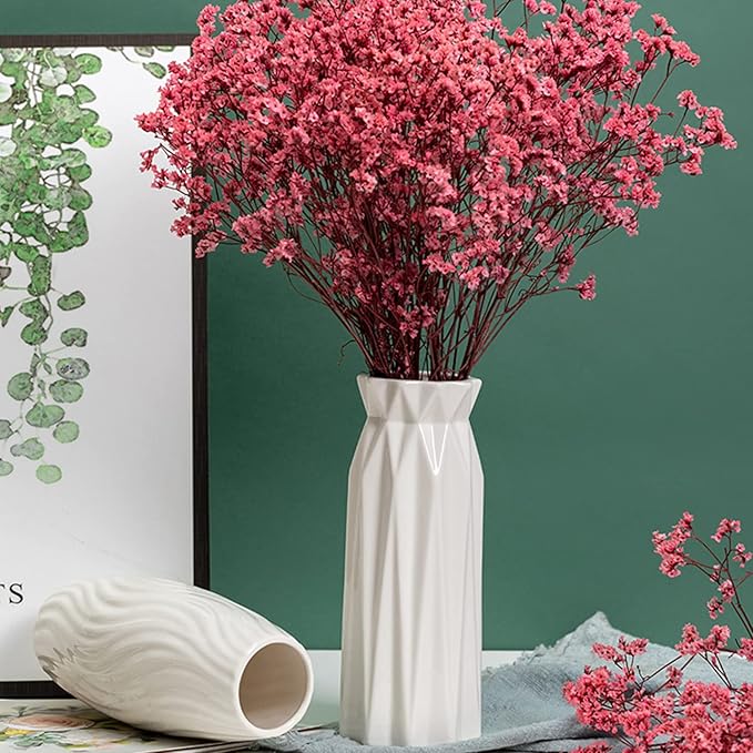 Ceramic Flower Vase Modern Home Decor Vases for Centerpieces White Minimalist Farmhouse 9.5" H x 3.9" W Cute Decorative Vases Flowers Tulip Pampas Grass Vase for Table Bathroom Shelf