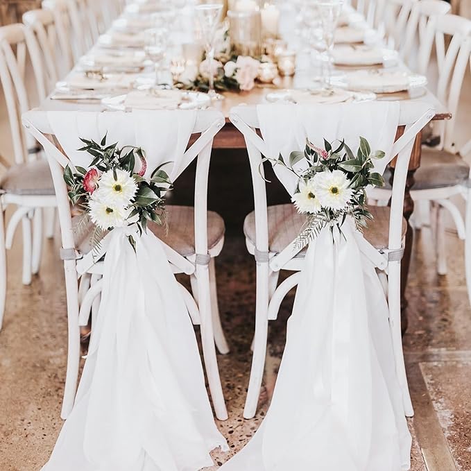12pcs Gerbera Daisy Artificial Flowers 17.7’’ White Faux Daisies Silk Flowers with Stems for Wedding Bouquet Home Party Garden Outdoor Decoration(White)