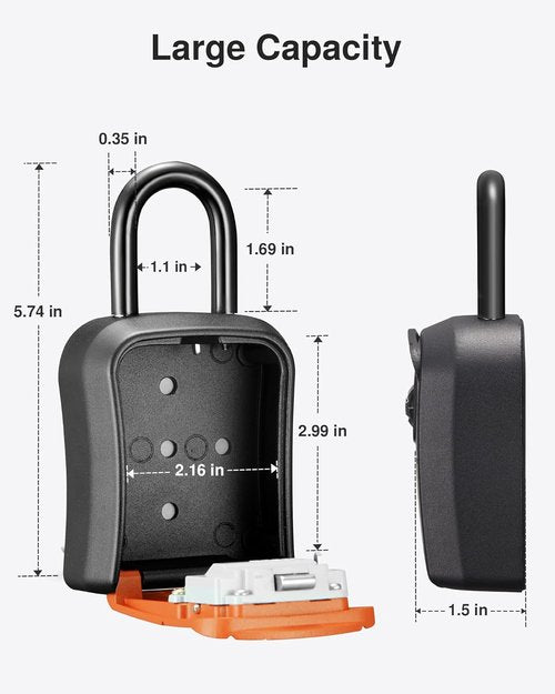 Puroma Key Lock Box - Portable Wall-Mounted Combination Safe for House Keys | Resettable Code, Orange