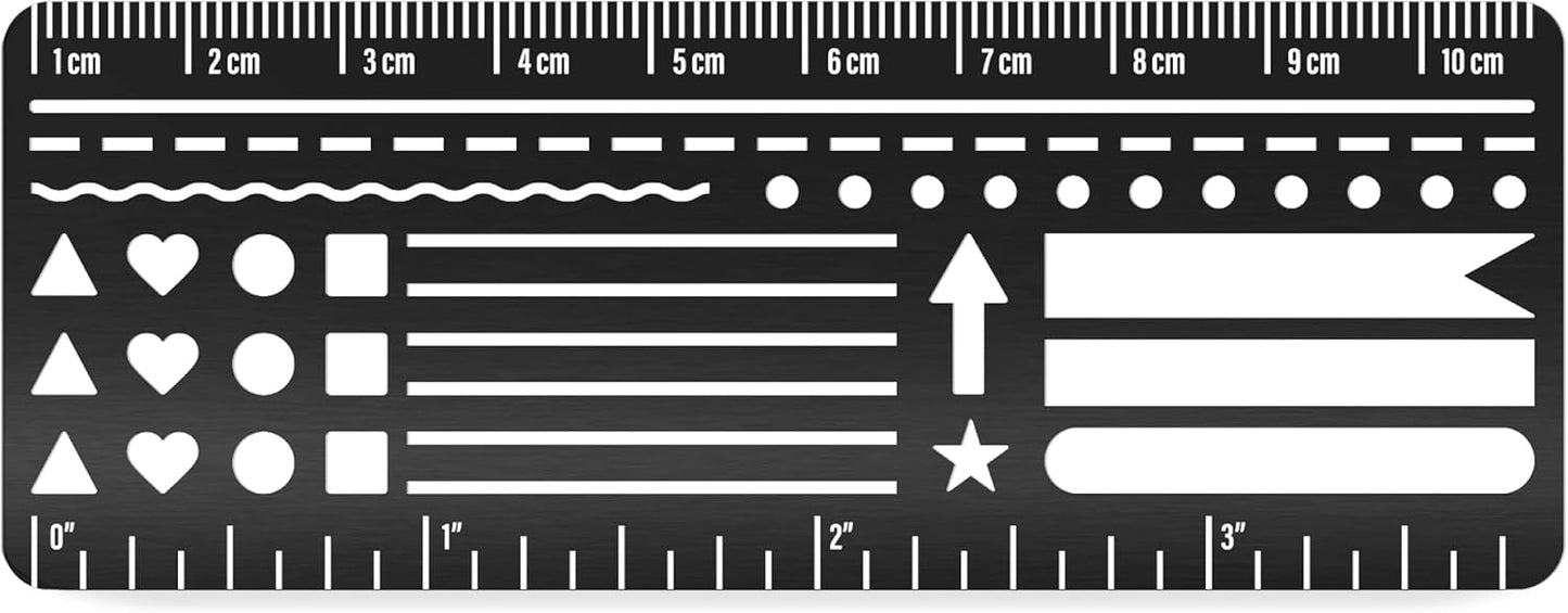 Skiennix Stainless Steel Pocket Journaling Card - Bullet Point & Planner Stencils for A5 Journals