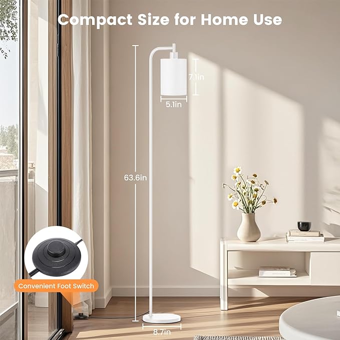 SIBRILLE Floor Lamp with Linen Shade, Dimmable Tall Standing Lamp with Remote Control & 3 Color Temperatures, Modern Floor Lamps for Living Room Bedroom Office Corner, 9W LED Bulb Included