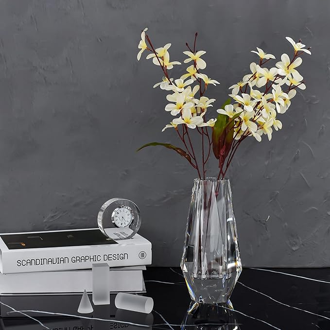 kitCom Flower Crystal Vase, 8.27 inches Modern Crystal Vase, Lead-Free Flower Vase, European Crafted for Table, Home Decoration, Wedding or Luxury Gifts, 8.27 x 3.94 x 3.94 Inches