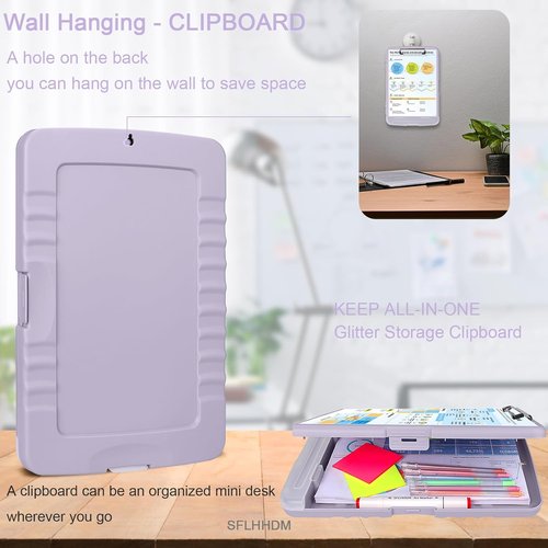SFLHHDM Clipboard - A4 Storage Clipboard with Pen Holder & Low Profile Clip | Dusty Purple