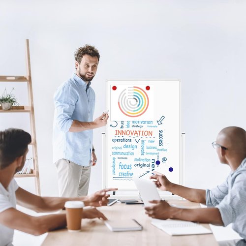 H-Qprobd Magnetic Dry Erase Board - Mobile Double-Sided Whiteboard on Wheels | 40"x28" for Home, Office & School