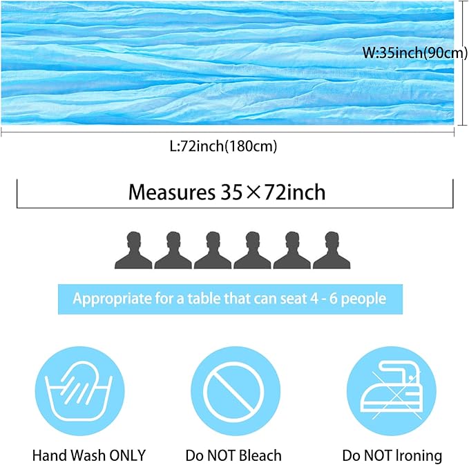 12 Pack Cheesecloth Table Runner 35x72 Inch Boho Gauze Rustic Cheese Cloth Romantic Long Table Runner for Wedding Bridal Shower Birthday Party Table Decor (Baby Blue)