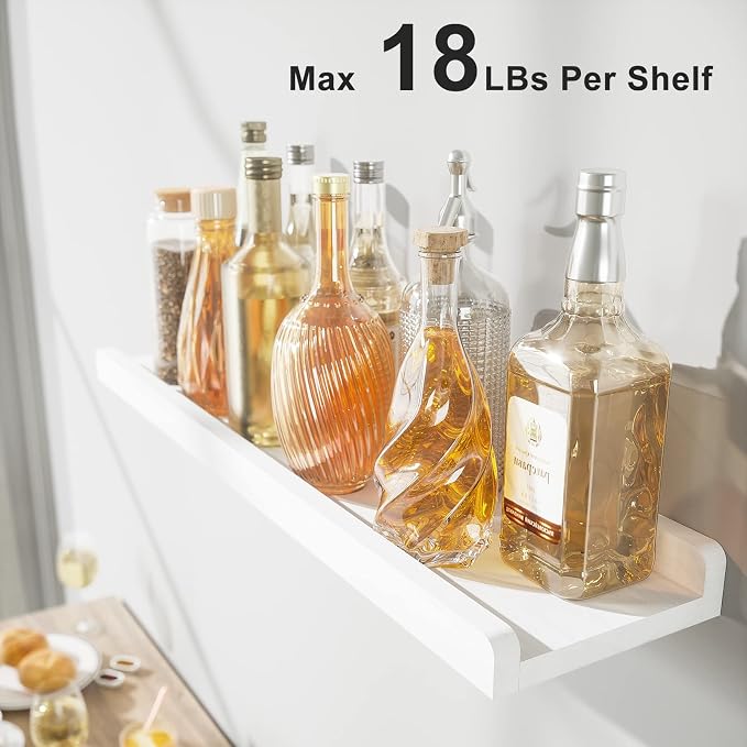 Love-KANKEI Floating Shelves Wall Mounted Set of 2, 24 Inch Wood Storage Wall Shelves for Bedroom Living Room Bathroom Kitchen Office and More White