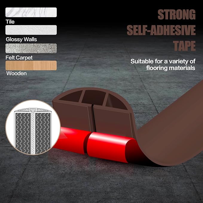Floor Cord Cover Self Adhesive Cord Hider,10FT Cable Management, Extension Strip Protector for Wires, Prevent Cable Trips for Offices, Gyms, Exhibitions Cavity:0.3"(W) x 0.28"(H) Coffee