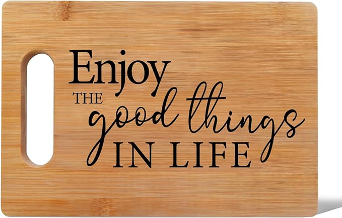 Lacama Kitchen Gifts for Women, Cutting Board Appreciation Gift for Women Christmas Birthday, Enjoy the Good Things in Life Decorative Bamboo Cutting Board