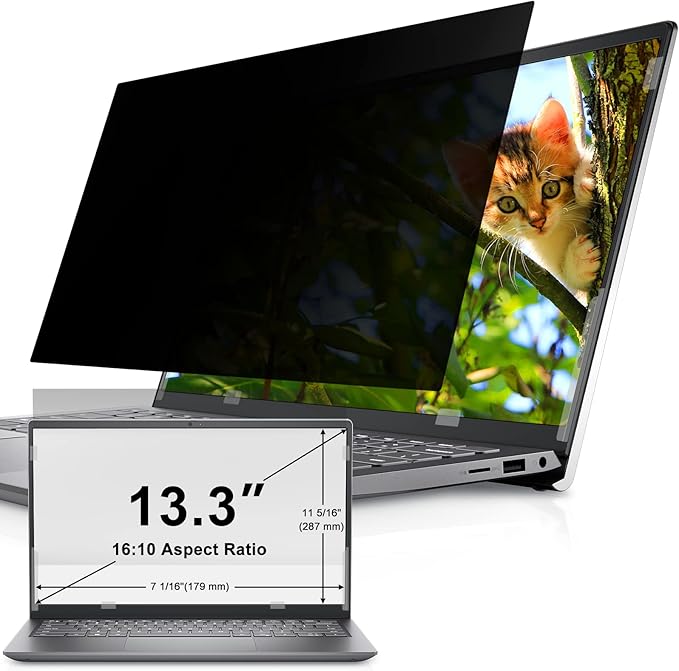 IPROKKO Laptop Privacy Screen 13.3 Inch for HP Dell Acer Asus Lenovo Thinkpad Envy Xps, 16:10 Aspect Removable 13in Anti Blue Light Glare Privacy Filter Shield, Anti Spy Computer Monitor Security