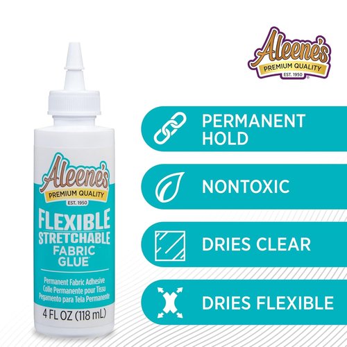 Aleene's Fabric Glue - Flexible & Stretchable Adhesive, 4 oz. | Perfect for Crafting & Repairs