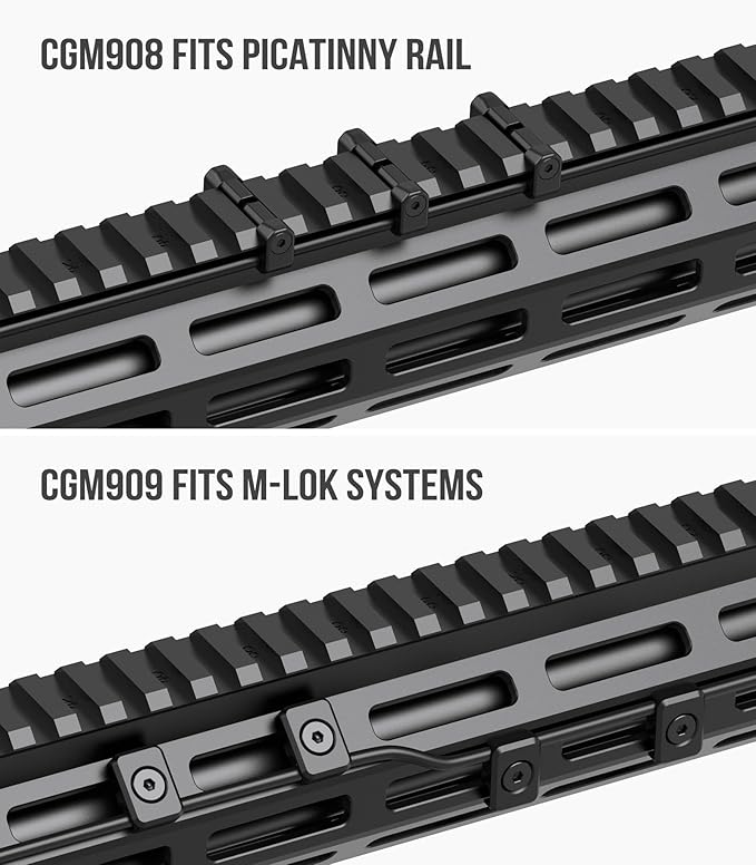Pressure Switch Cable Management Kit Compatible with M-LOK/Picatinny Rail, Pressure Switch Cable Guides, Cable Clips, Wire Management for Flashlight/Laser, 16 Pack(8 Mlock + 8 Picatinny) - Black