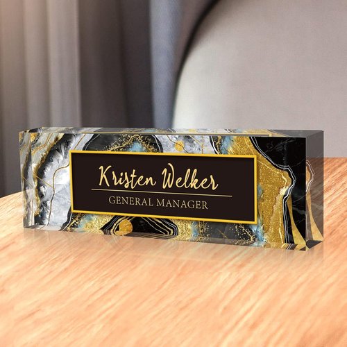 Black Coast Personalized Name Plate - Custom Acrylic Desk Accessory for Office Decor & Employee Gifts