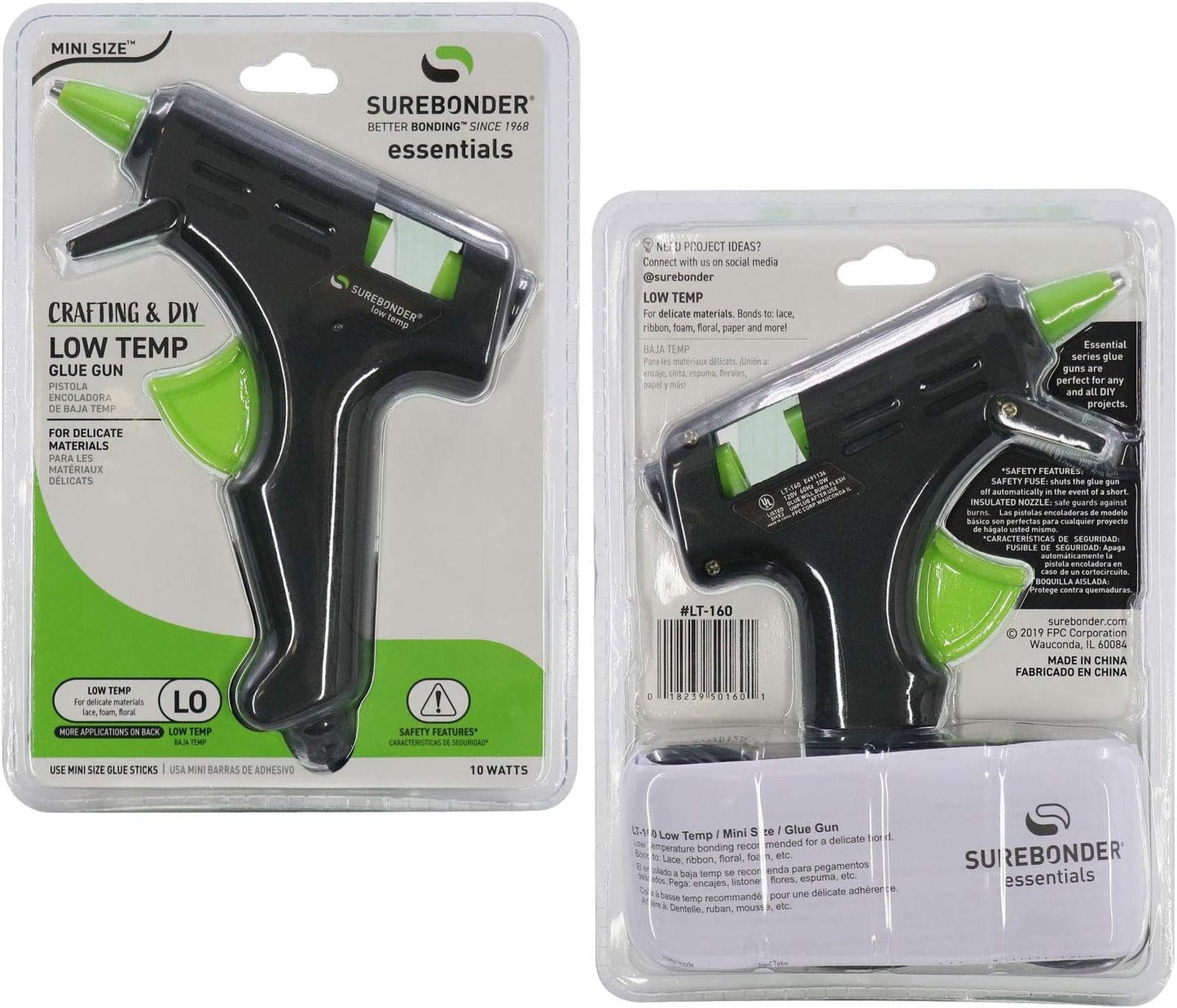 Surebonder LT-160 Mini Low Temperature Glue Gun - 10 Watt for Safe and Precise Crafting