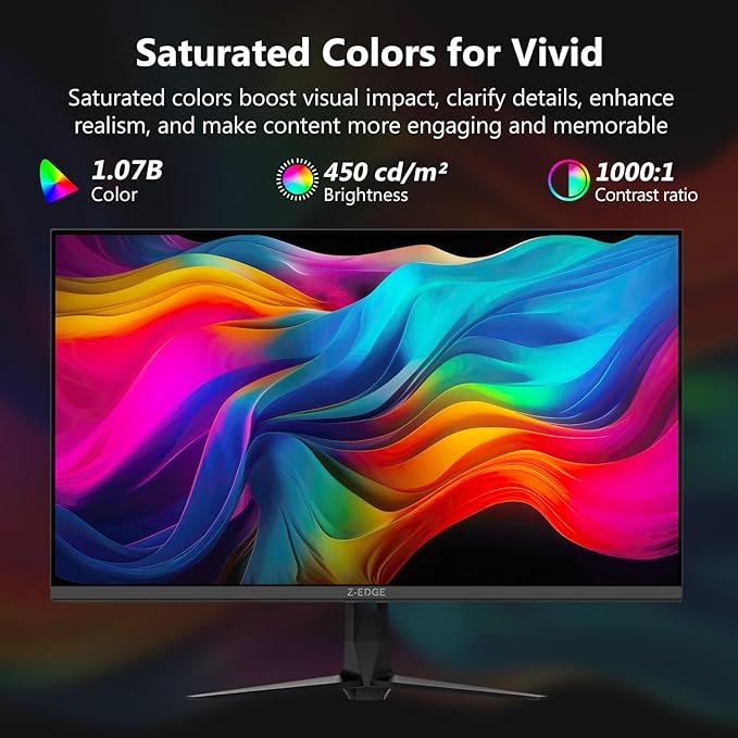 4K Monitor, Z-Edge 27 inch IPS Monitor, UHD 3840x2160 IPS Computer Monitor, 450 cd/m², 160Hz Refresh Rate, 1ms Response Time, G274K Ultra-Thin Bezel