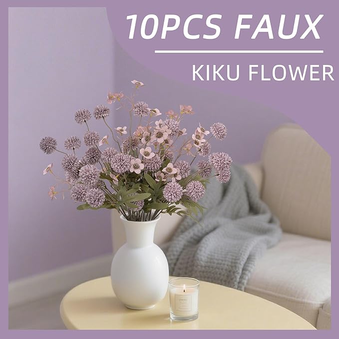 8PCS Purple Fake Flowers Artificial Chrysanthemum Faux Mums Matching 2PCS Rose Red Daisy Faux Flowers for Vase Fall Long Stems Flower Silk Flower for Home Decor Wedding Decor,20.5In (No Vase)