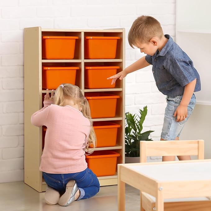 OOOK 10-Compartment Montessori Shelf Cubby Shelves, Cubby Storage Organizer for Classroom, Playroom, Living Room, Office, etc