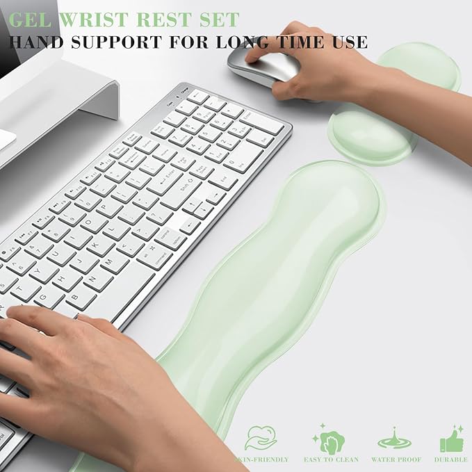 Gel Wrist Rest for Keyboard and Mouse, Wrist Rest for Keyboard, Mouse Wrist Support, Pain Relief, Cool Touch, Non-Skid, Keyboard and Mouse Wrist pad Set