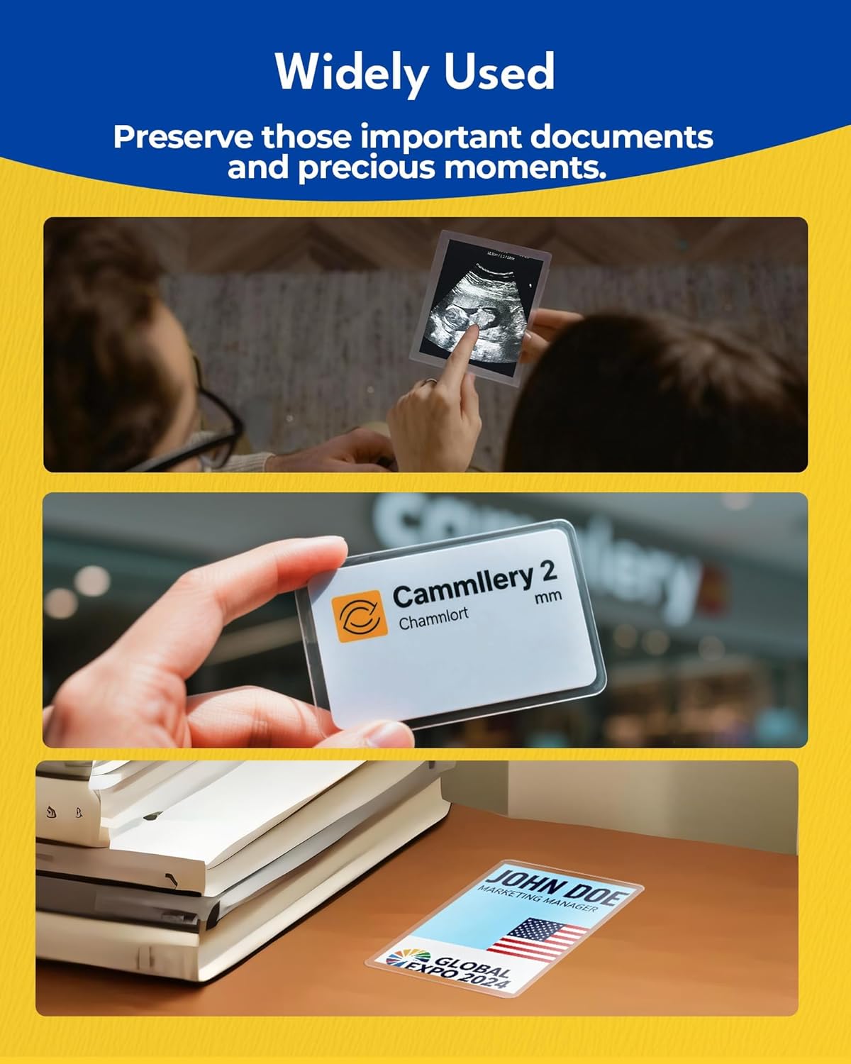 Uinkit 50-Pack Business Card Laminating Pouches - 10Mil Thick, Waterproof Seal for 2.6x3.9" Cards