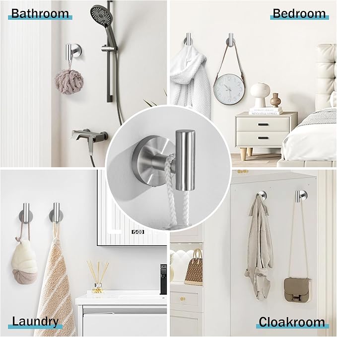 10 Pieces Brushed Nickel Bathroom Hardware Accessories Set SUS304 Stainless Steel Towel Bar Holder Set, 23.6Inch Towel Racks for Bathroom, Robe Towel Hooks, Toilet Paper Holder Wall Mounted