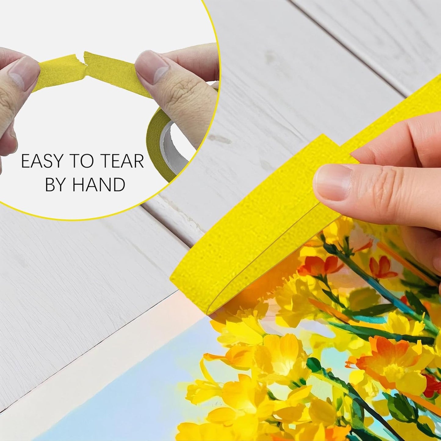 UMETDO 8PCS Colored Masking Tape - Yellow Painter's Tape for Kids' Crafts & DIY Projects | 1/2 Inch Rolls