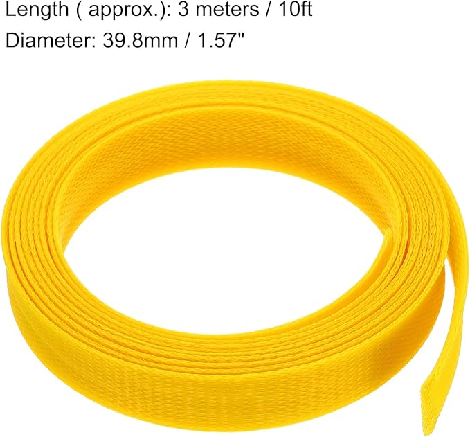 uxcell Expandable Sleeving,1 9/16-inch 10ft Cable Sleeve, Yellow