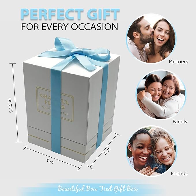 Graceful Fleurs | Real Long Lasting Roses for Years | Preserved Fresh Flowers for Delivery Birthday | Birthday Gifts for Women | Forever Roses in a Box (Baby Blue, White Box, 4 Roses)