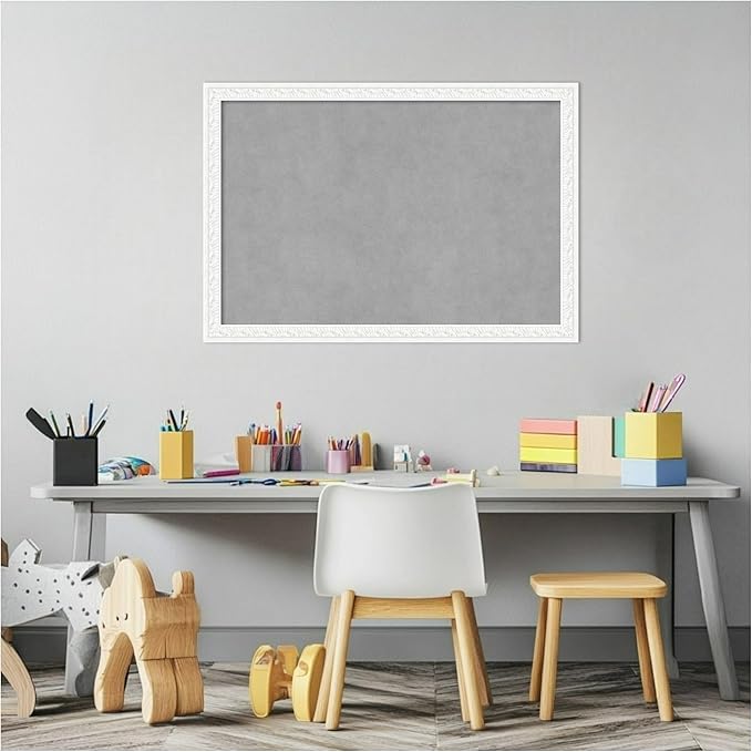 Amanti Art White Framed Magnetic Board 18x26 Medium Vision Board for use with Magnets, 100% Metal Sheet to Display Items as Office Decor or for Home Organization in mudroom, Kitchen or Kids Room