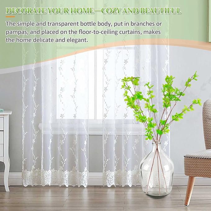 Clear Glass Vase Tall Farmhouse Vase for Branches Glass Vases for Centerpieces in Home Decoration (L)